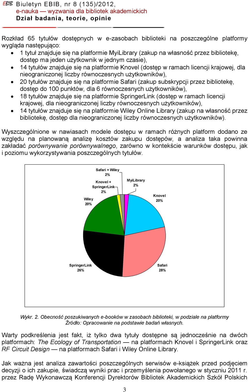 platformie Safari (zakup subskrypcji przez bibliotekę, dostęp do 100 punktów, dla 6 równoczesnych użytkowników), 18 tytułów znajduje się na platformie SpringerLink (dostęp w ramach licencji krajowej,