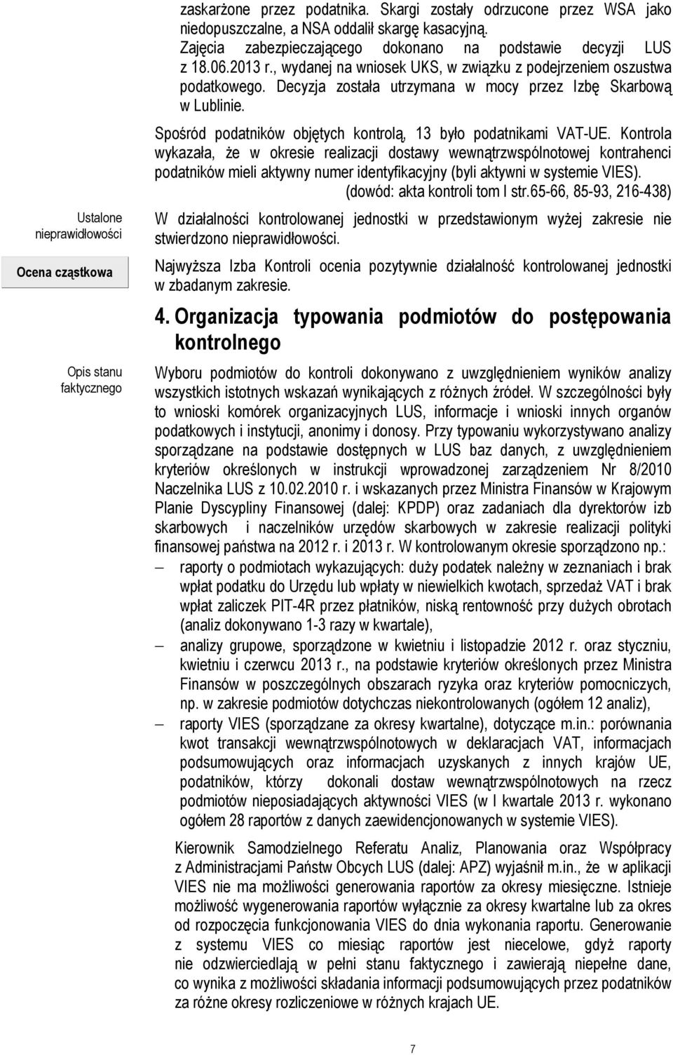 Decyzja została utrzymana w mocy przez Izbę Skarbową w Lublinie. Spośród podatników objętych kontrolą, 13 było podatnikami VAT-UE.