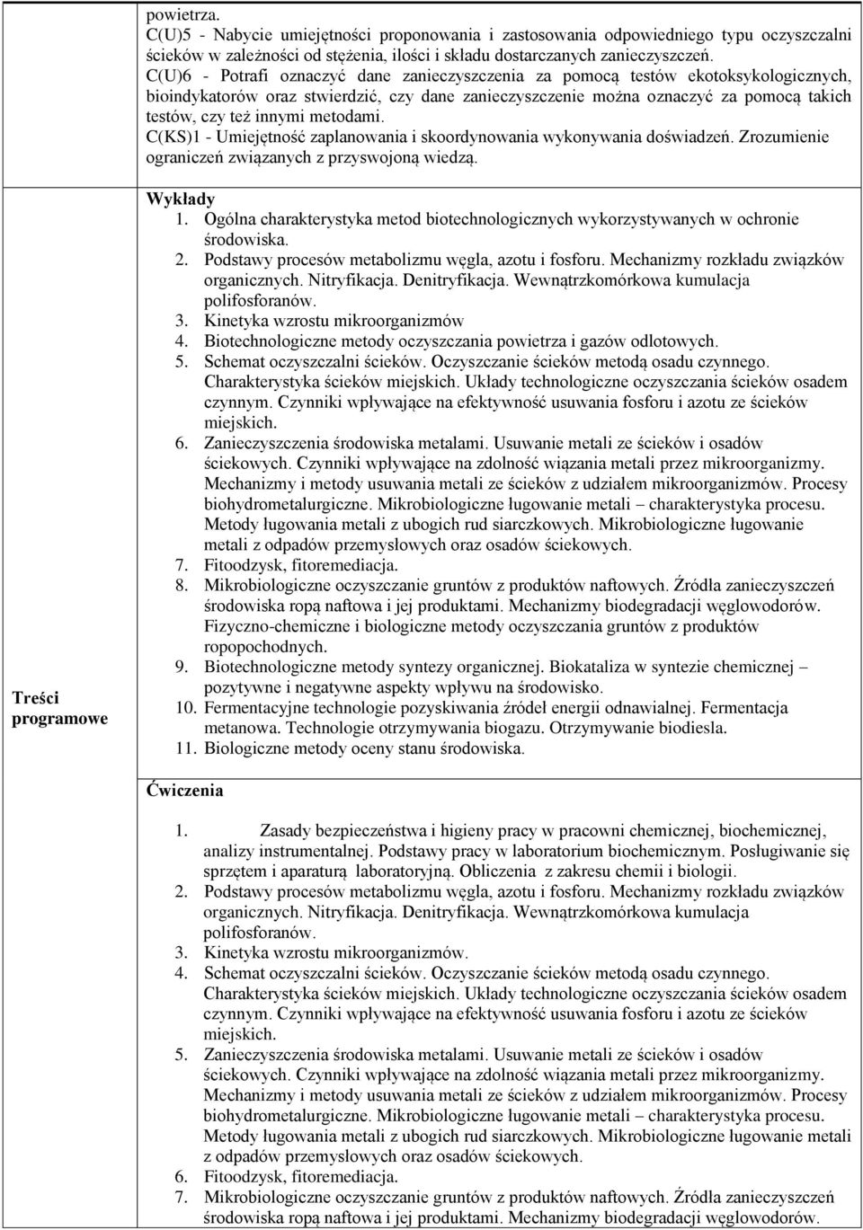metodami. C(KS)1 - Umiejętność zaplanowania i skoordynowania wykonywania doświadzeń. Zrozumienie ograniczeń związanych z przyswojoną wiedzą. Treści programowe Wykłady 1.