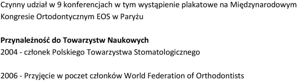 do Towarzystw Naukowych 2004 - członek Polskiego Towarzystwa