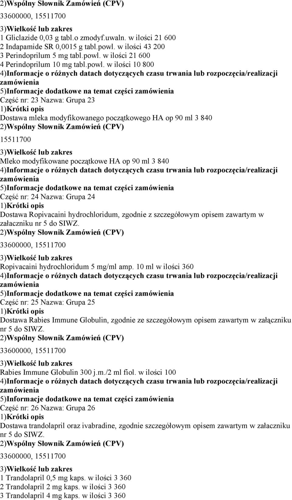 w ilości 21 600 4 Perindoprilum 10 mg tabl.powl.