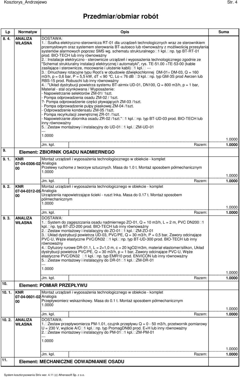 wg. schematu strukturalnego 1 kpl. np. typ BT-RT-01 prod. BIO-TECH lub inny 2.