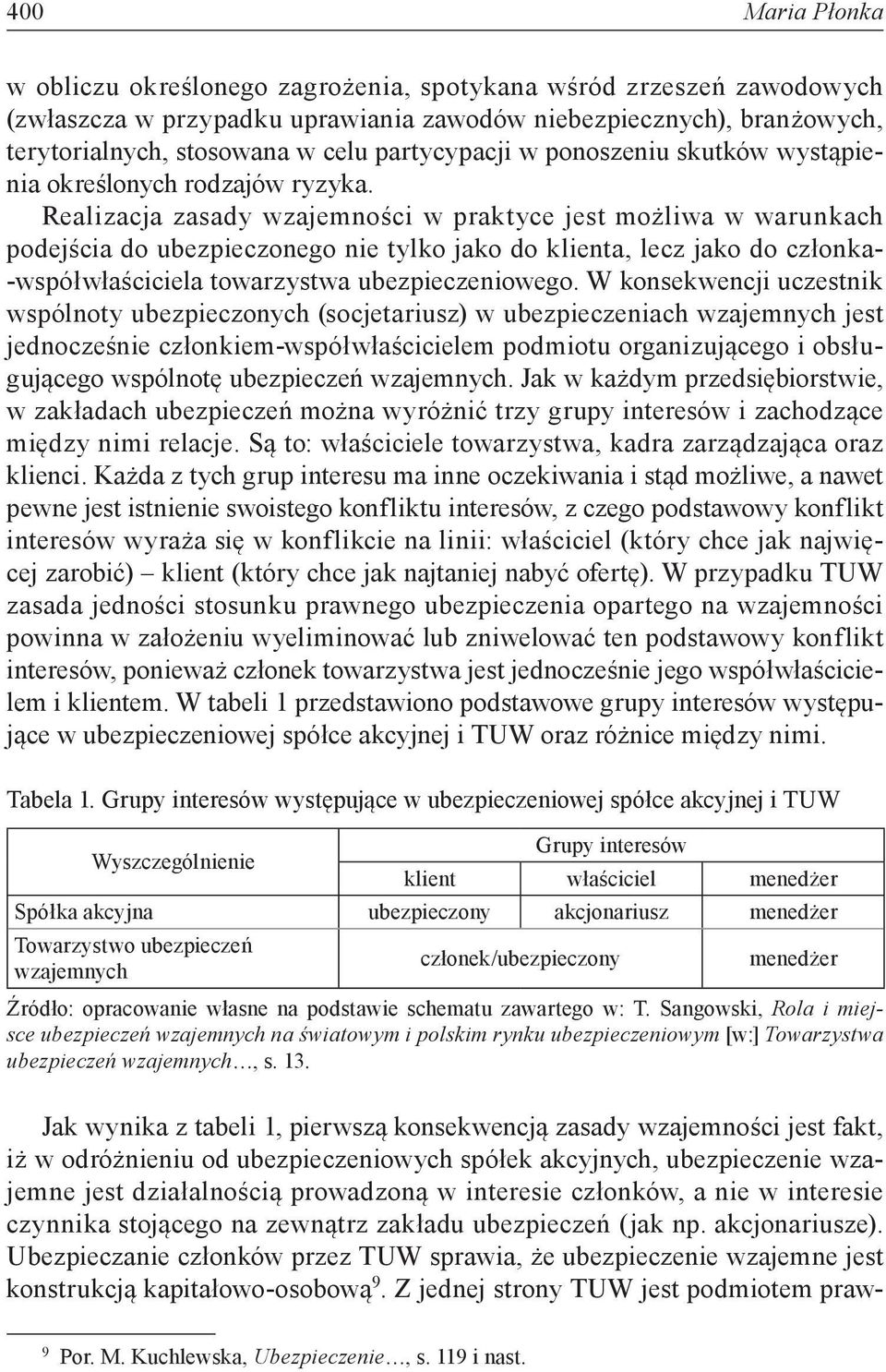 Realizacja zasady wzajemności w praktyce jest możliwa w warunkach podejścia do ubezpieczonego nie tylko jako do klienta, lecz jako do członka- współwłaściciela towarzystwa ubezpieczeniowego.