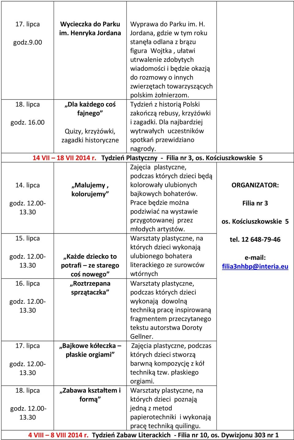 Jordana, gdzie w tym roku stanęła odlana z brązu figura Wojtka, ułatwi utrwalenie zdobytych wiadomości i będzie okazją do rozmowy o innych zwierzętach towarzyszących polskim żołnierzom.