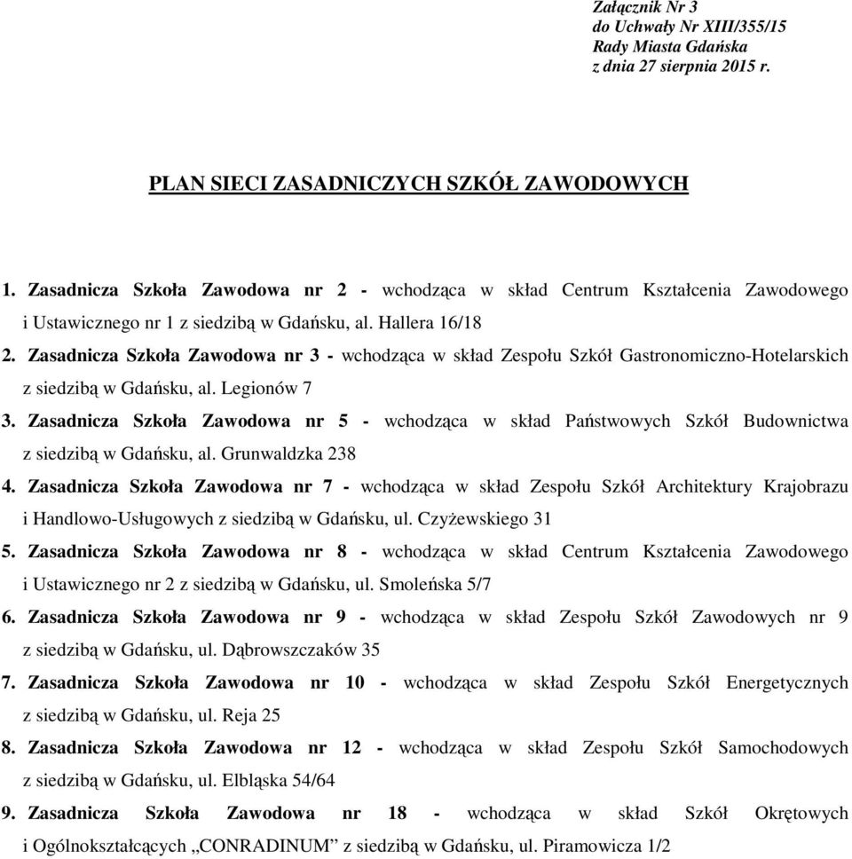 Zasadnicza Szkoła Zawodowa nr 5 - wchodząca w skład Państwowych Szkół Budownictwa z siedzibą w Gdańsku, al. Grunwaldzka 238 4.