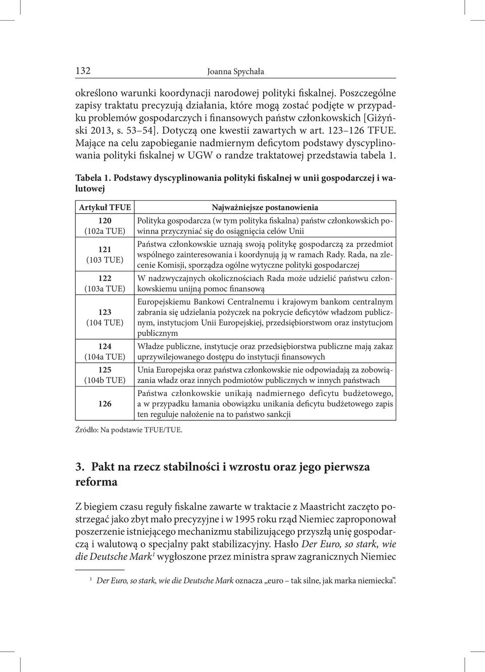 Dotyczą one kwestii zawartych w art. 123 126 TFUE. Mające na celu zapobieganie nadmiernym deficytom podstawy dyscyplinowania polityki fiskalnej w UGW o randze traktatowej przedstawia tabela 1.