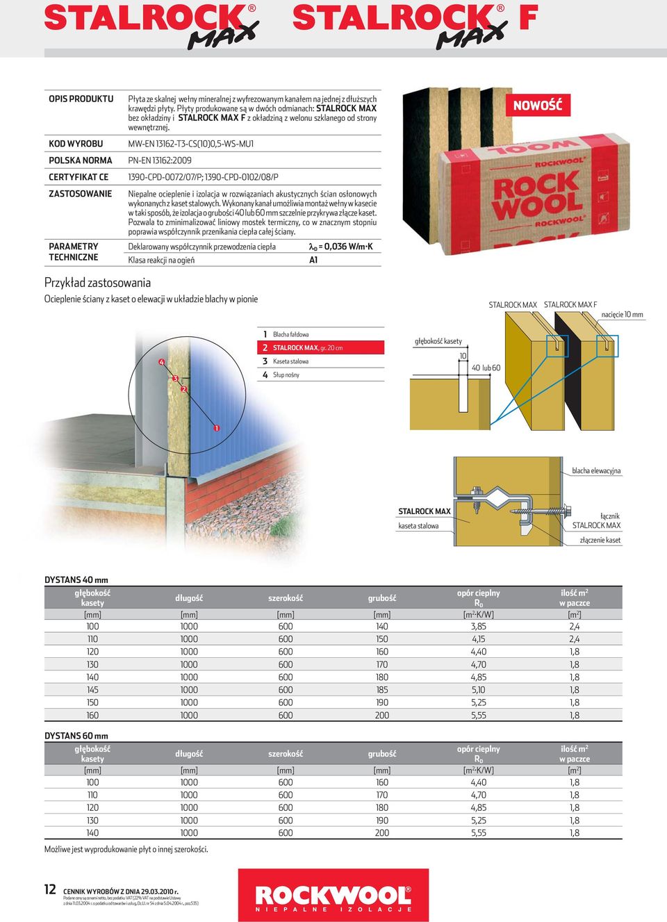 KOD WYROBU MW-EN 362-T3-CS(0)0,5-WS-MU POLSKA NORMA PN-EN 362:2009 CERTYFIKAT CE 390-CPD-0072/07/P; 390-CPD-002/08/P Niepalne ocieplenie i izolacja w rozwiązaniach akustycznych ścian osłonowych