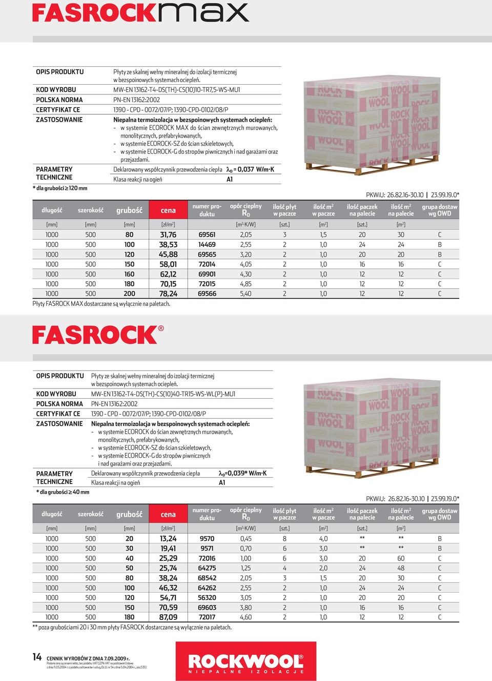 systemie ECOROCK MAX do ścian zewnętrznych murowanych, monolitycznych, prefabrykowanych, - w systemie ECOROCK-SZ do ścian szkieletowych, - w systemie ECOROCK-G do stropów piwnicznych i nad garażami