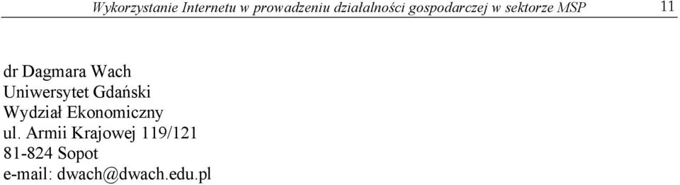 Uniwersytet Gdański Wydział Ekonomiczny ul.