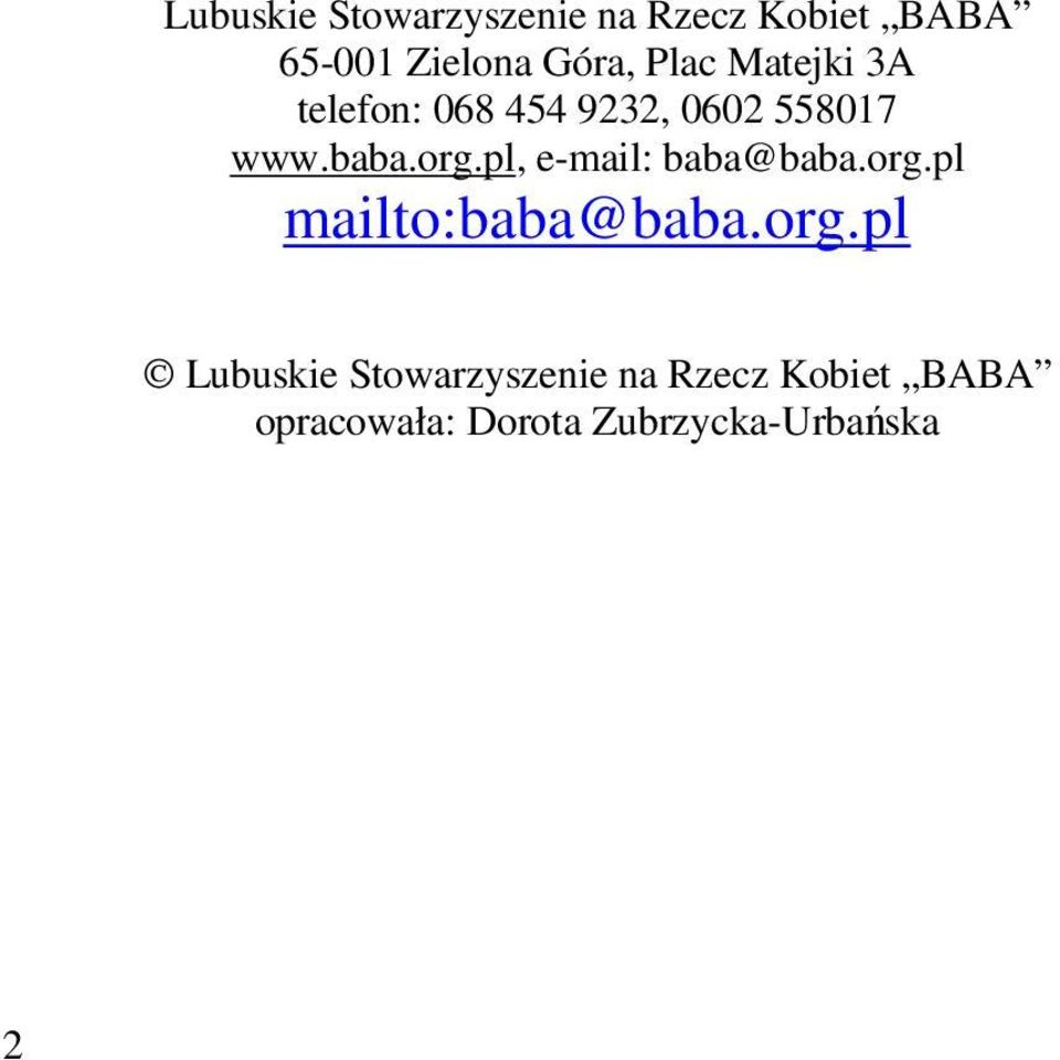 pl, e-mail: baba@baba.org.
