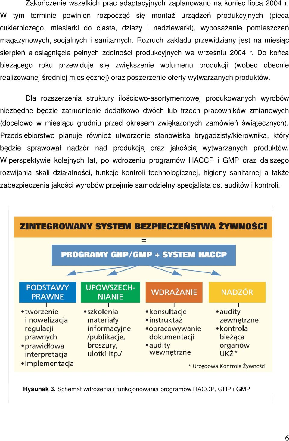 Rozruch zakładu przewidziany jest na miesiąc sierpień a osiągnięcie pełnych zdolności produkcyjnych we wrześniu 2004 r.