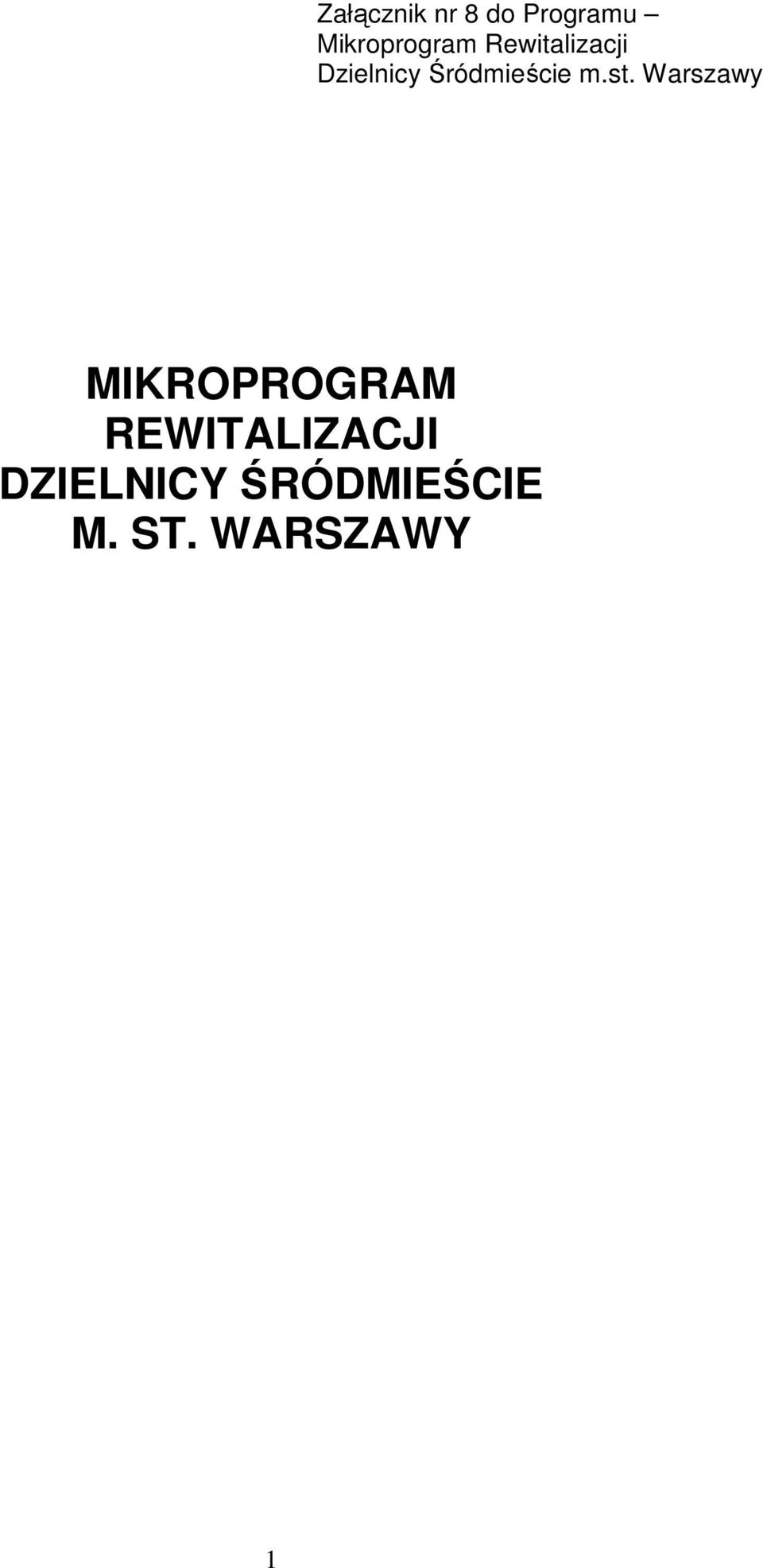 st. Warszawy MIKROPROGRAM REWITALIZACJI