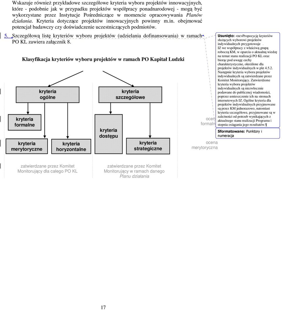 Szczegółową listę kryteriów wyboru projektów (udzielania dofinansowania) w ramach PO KL zawiera załącznik 8.