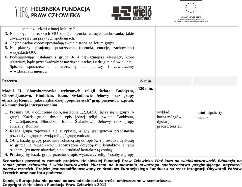 Podsumowując ustalamy z grupą 3-4 najważniejsze elementy, które ułatwiały, bądź przeszkadzały w nawiązaniu relacji z drugim człowiekiem.