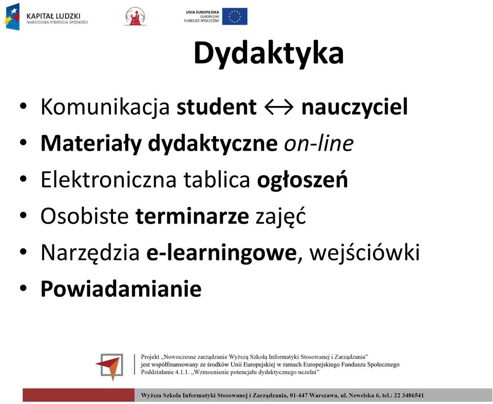 tablica ogłoszeń Osobiste terminarze zajęć