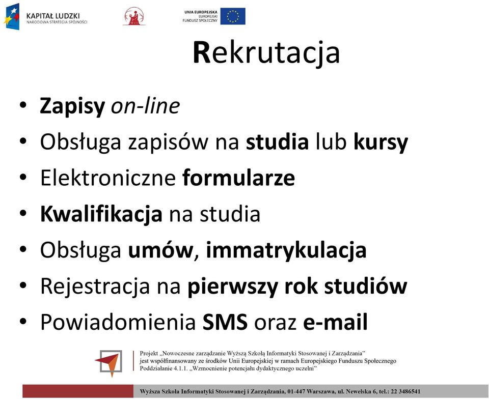 Kwalifikacja na studia Obsługa umów,