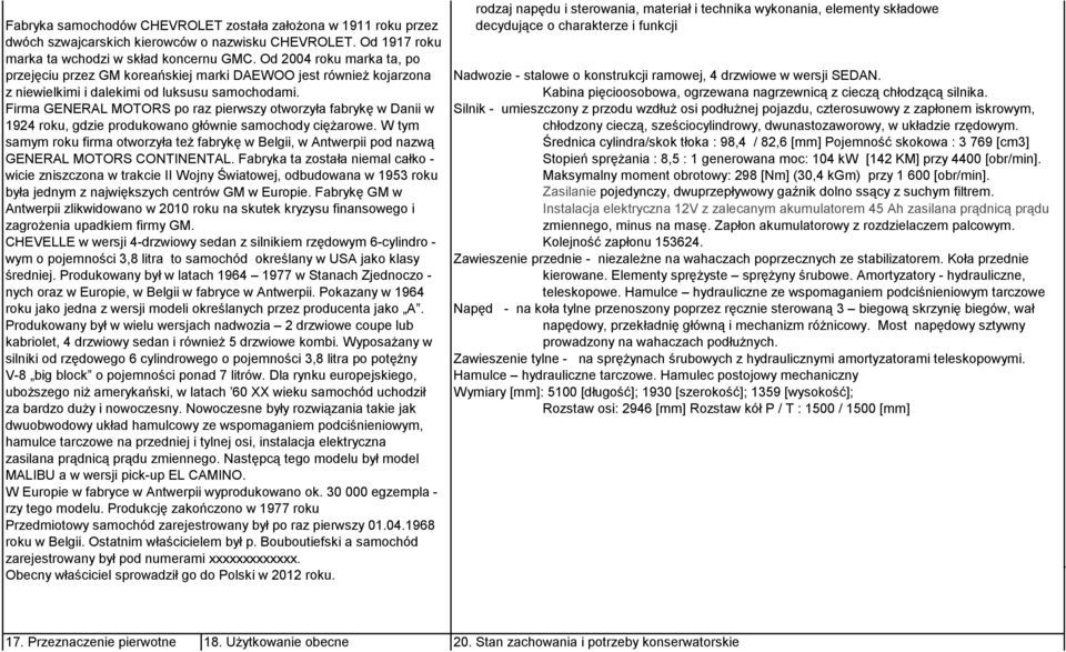 Od 2004 roku marka ta, po przejęciu przez GM koreańskiej marki DAEWOO jest również kojarzona Nadwozie - stalowe o konstrukcji ramowej, 4 drzwiowe w wersji SEDAN.