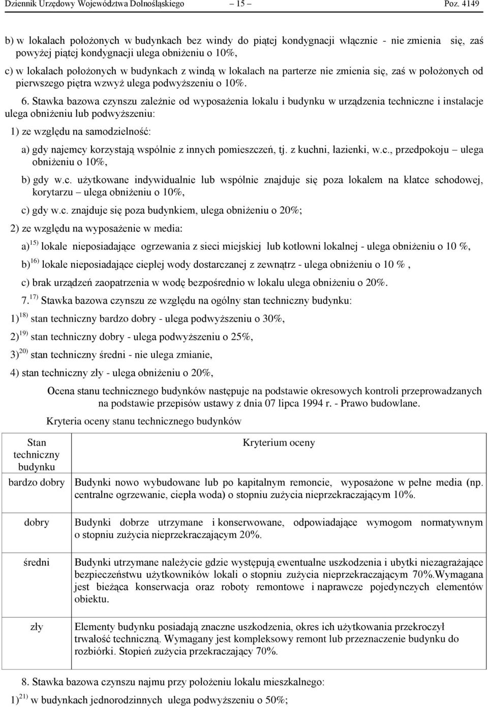 windą w lokalach na parterze nie zmienia się, zaś w położonych od pierwszego piętra wzwyż ulega podwyższeniu o 10%. 6.