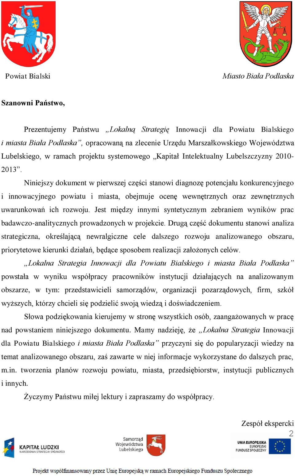 Lokalna Strategia Innowacji Dla Powiatu Bialskiego I Miasta Biała
