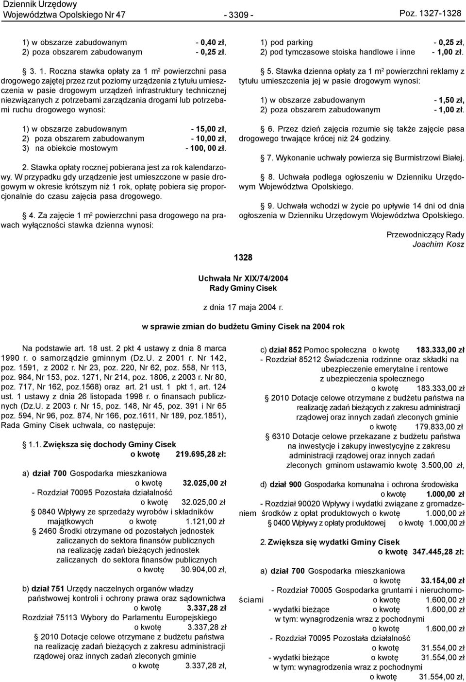 w obszarze zabudowanym - 0,40 z³, 2) poza obszarem zabudowanym - 0,25 z³. 3. 1.