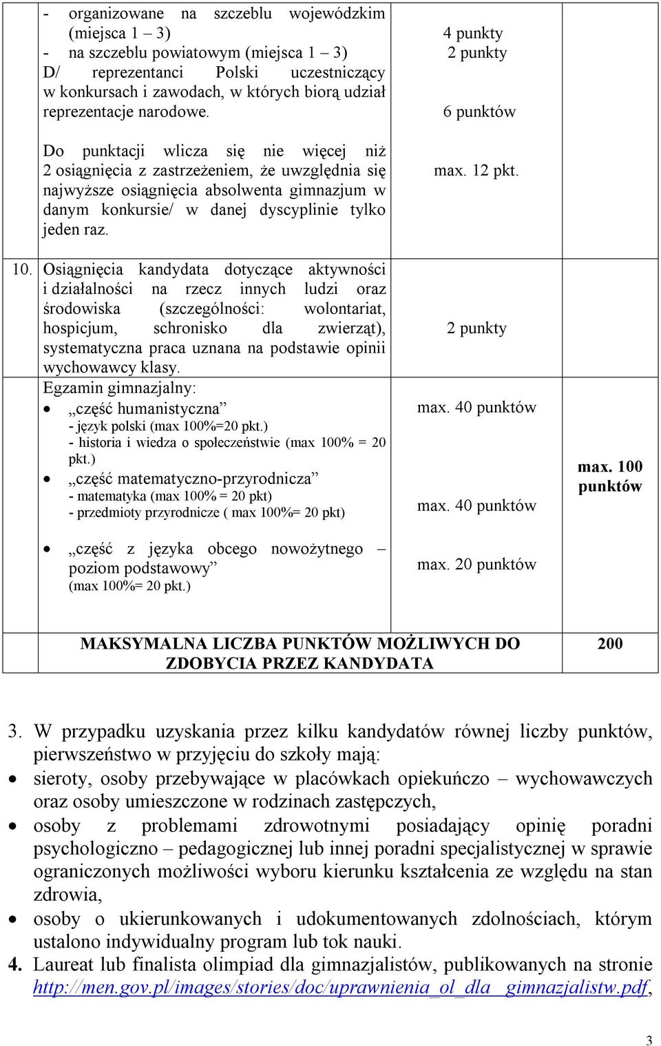 Osiągnięcia kandydata dotyczące aktywności i działalności na rzecz innych ludzi oraz środowiska (szczególności: wolontariat, hospicjum, schronisko dla zwierząt), systematyczna praca uznana na