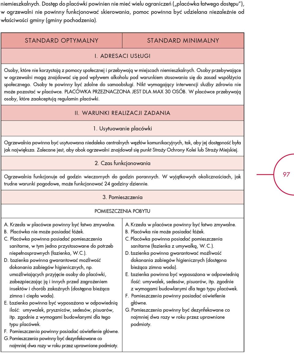 (gminy pochodzenia). STANDARD OPTYMALNY STANDARD MINIMALNY I.