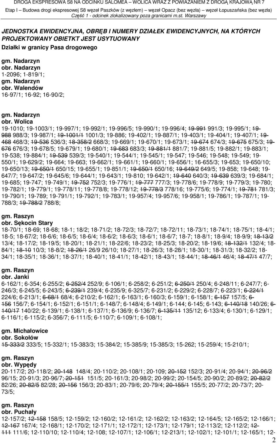 Wolica 19-1010; 19-1003/1; 19-997/1; 19-992/1; 19-996/5; 19-990/1; 19-996/4; 19-991 991/3; 19-995/1; 19-988 988/3; 19-987/1; 19-1001/1 1001/3; 19-886; 19-402/1; 19-887/1; 19-403/1; 19-404/1;