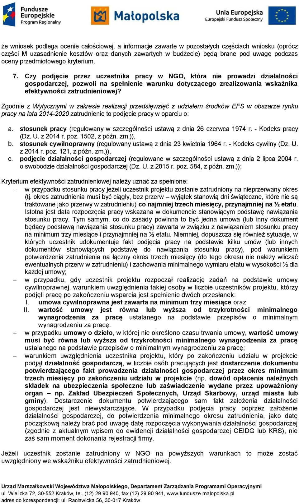 Czy podjęcie przez uczestnika pracy w NGO, która nie prowadzi działalności gospodarczej, pozwoli na spełnienie warunku dotyczącego zrealizowania wskaźnika efektywności zatrudnieniowej?