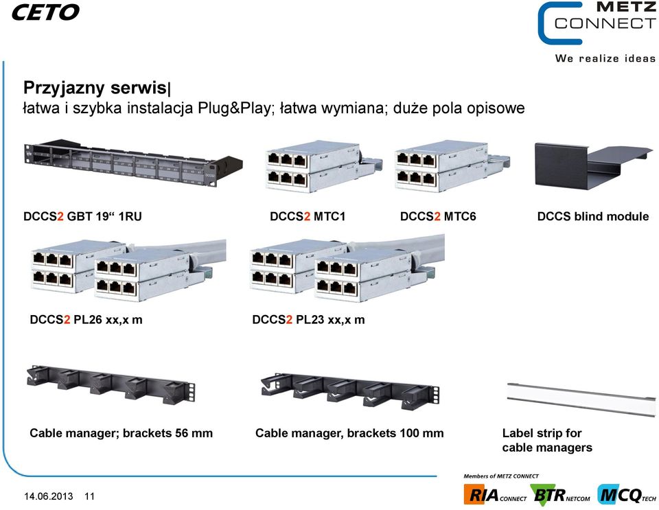 module DCCS2 PL26 xx,x m DCCS2 PL23 xx,x m Cable manager; brackets 56