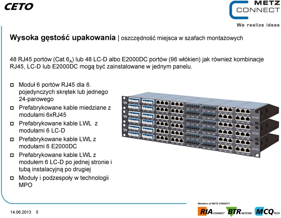 Moduł 6 portów RJ45 dla 6.