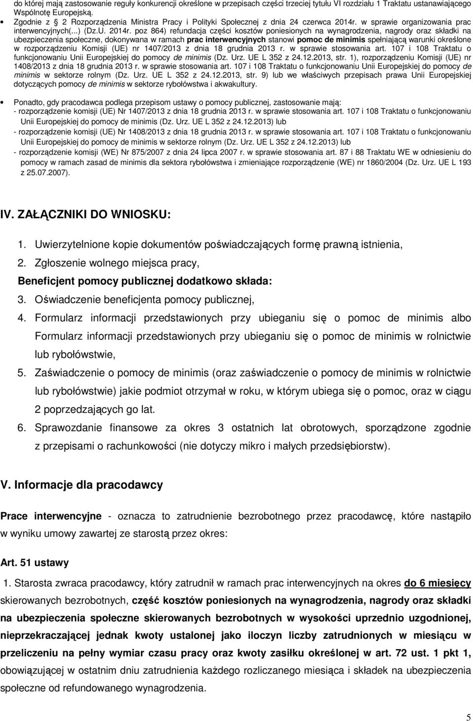 w sprawie organizowania prac interwencyjnych(...) (Dz.U. 2014r.