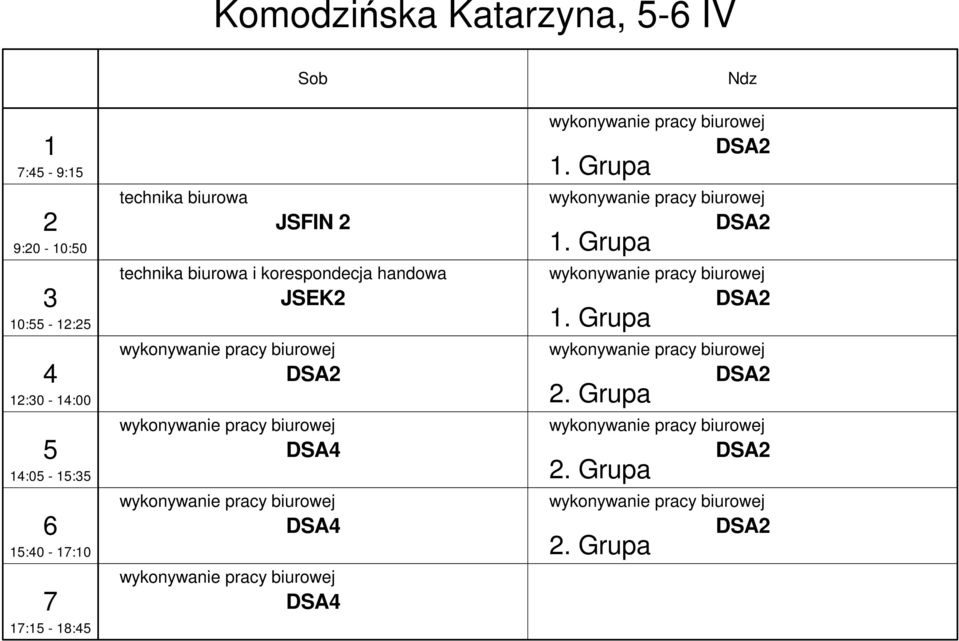 wykonywanie pracy biurowej DSA wykonywanie pracy biurowej DSA. Grupa wykonywanie pracy biurowej DSA.