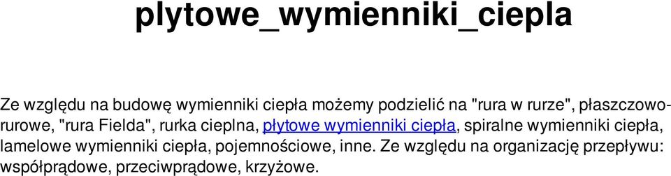 wymienniki ciepła, spiralne wymienniki ciepła, lamelowe wymienniki ciepła,