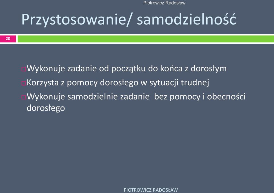 Korzysta z pomocy dorosłego w sytuacji trudnej