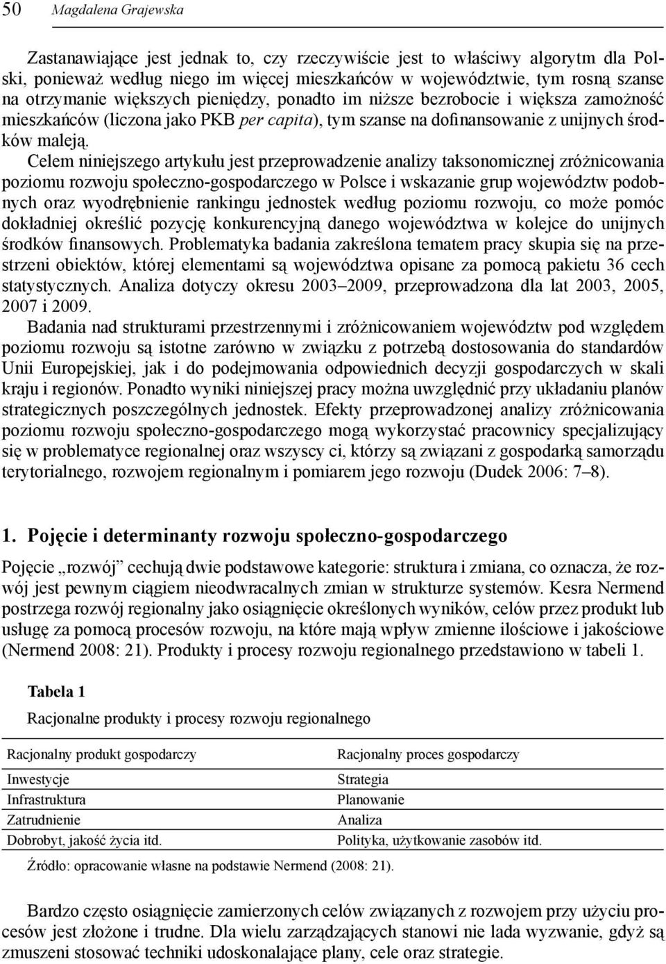 Celem niniejszego artykułu jest przeprowadzenie analizy taksonomicznej zróżnicowania poziomu rozwoju społeczno-gospodarczego w Polsce i wskazanie grup województw podobnych oraz wyodrębnienie rankingu