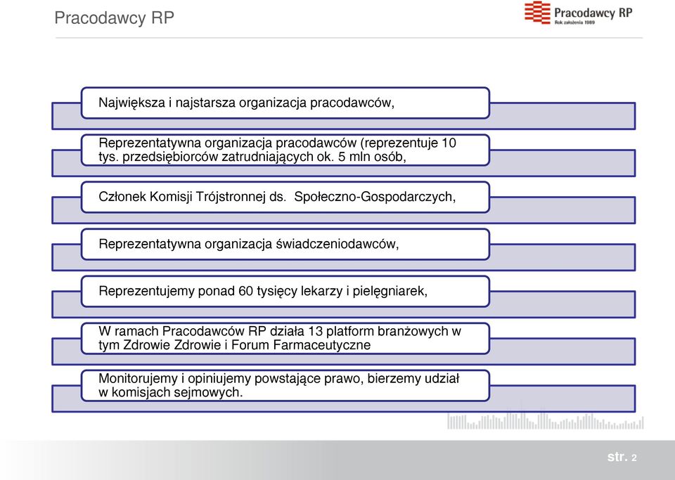 Społeczno-Gospodarczych, Reprezentatywna organizacja świadczeniodawców, Reprezentujemy ponad 60 tysięcy lekarzy i pielęgniarek, W