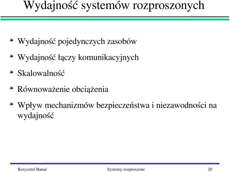 Równoważenie obciążenia Wpływ mechanizmów bezpieczeństwa i