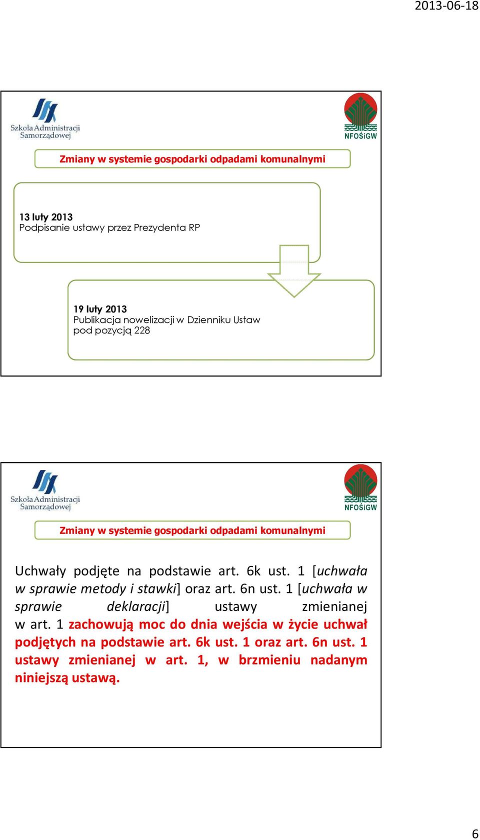 1 [uchwała w sprawie metody i stawki] oraz art. 6n ust. 1 [uchwała w sprawie deklaracji] ustawy zmienianej w art.