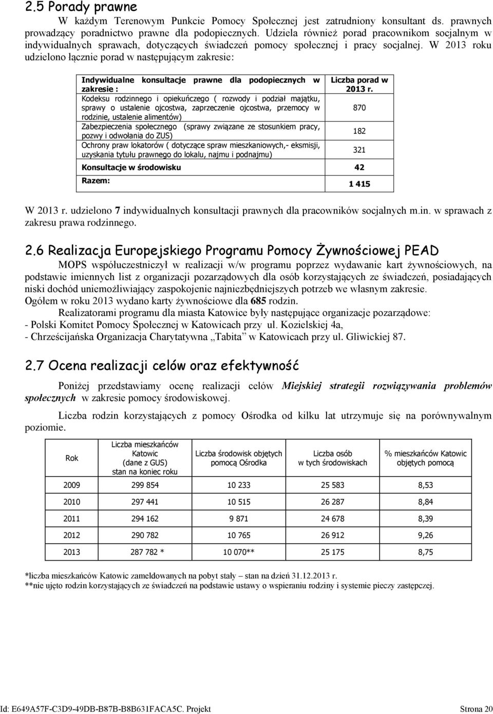 W 2013 roku udzielono łącznie porad w następującym zakresie: Indywidualne konsultacje prawne dla podopiecznych w zakresie : Kodeksu rodzinnego i opiekuńczego ( rozwody i podział majątku, sprawy o