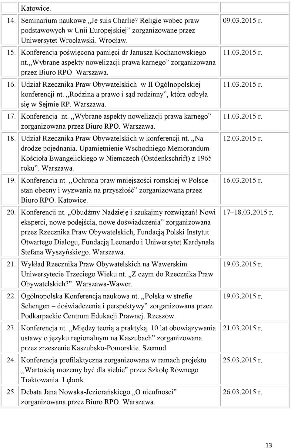 Udział Rzecznika Praw Obywatelskich w II Ogólnopolskiej konferencji nt. Rodzina a prawo i sąd rodzinny, która odbyła się w Sejmie RP. Warszawa. 17. Konferencja nt.