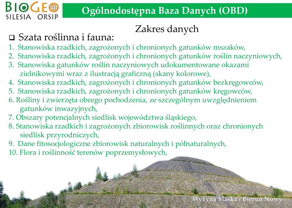 Stanowiska gatunków roślin naczyniowych udokumentowane okazami zielnikowymi wraz z ilustracją graficzną (skany kolorowe), 4. Stanowiska rzadkich, zagrożonych i chronionych gatunków bezkręgowców, 5.