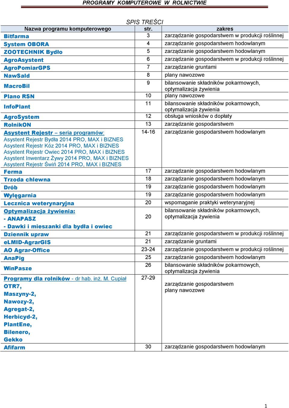 zarządzanie gospodarstwem w produkcji roślinnej AgroPomiarGPS 7 zarządzanie gruntami NawSald 8 plany nawozowe MacroBil 9 bilansowanie składników pokarmowych, optymalizacja żywienia Plano RSN 10 plany