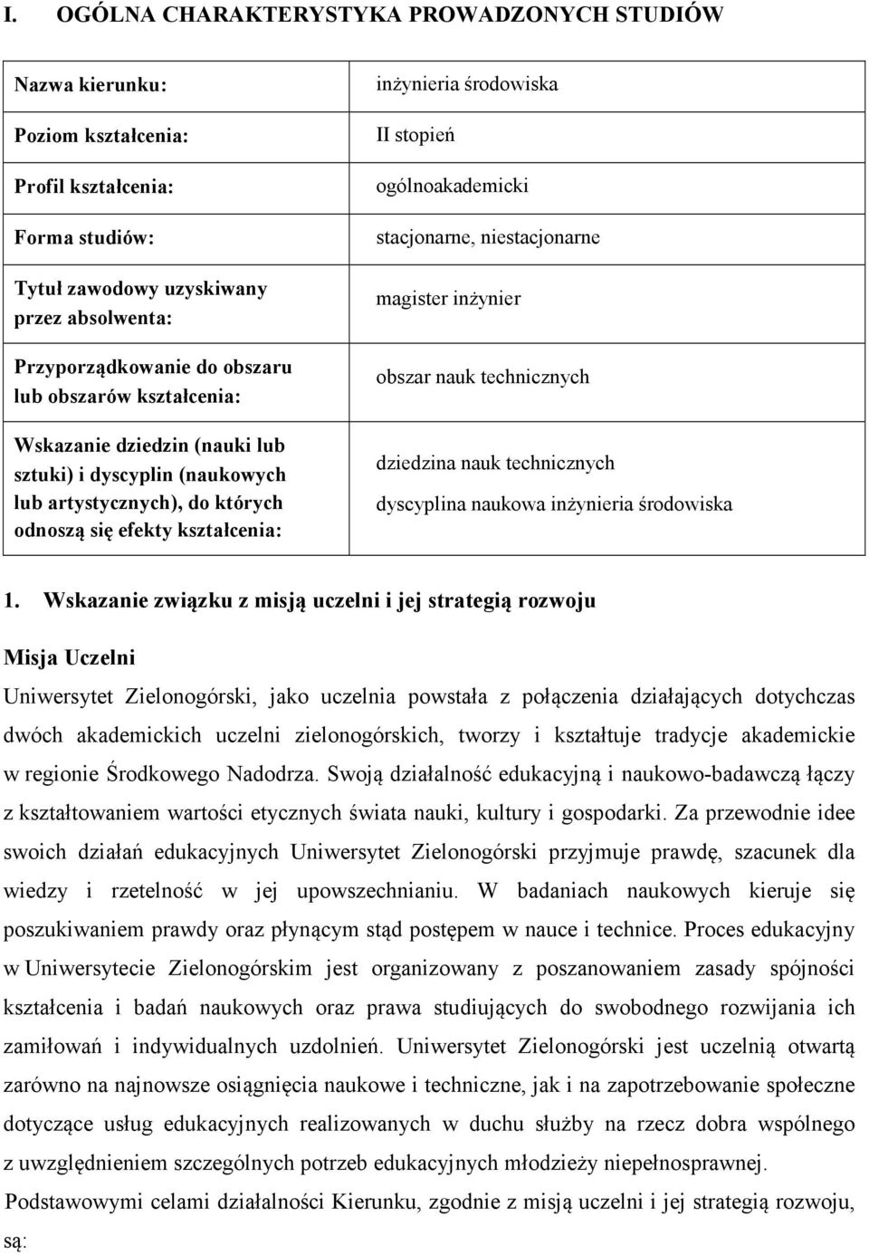 nauk technicznych dziedzina nauk technicznych dyscyplina naukowa inżynieria środowiska 1.