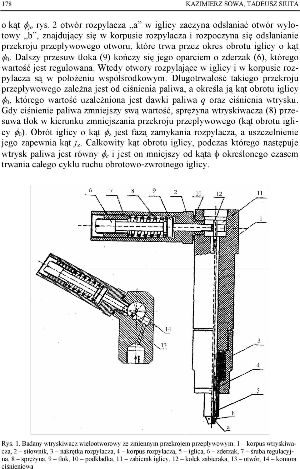 iglicy o kąt φ 0. Dalszy przesuw tłoka (9) kończy się jego oparciem o zderzak (6), którego wartość jest regulowana.