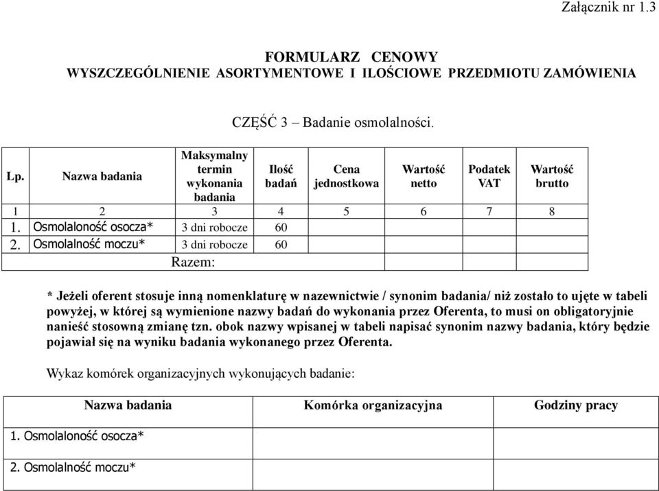 Oferenta, to musi on obligatoryjnie pojawiał się na wyniku wykonanego przez Oferenta. 1.