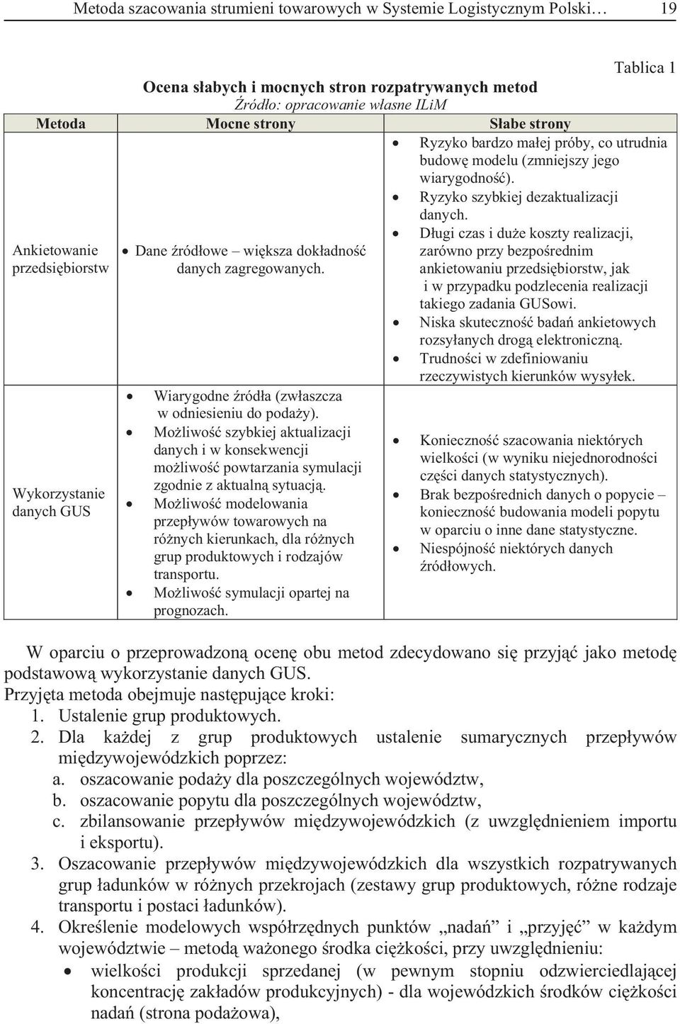 danych zagregowanych Wiarygodne róda (zwaszcza w odniesieniu do poday) Moliwo szybkiej aktualizacji danych i w konsekwencji moliwo powtarzania symulacji zgodnie z aktualn sytuacj Moliwo modelowania