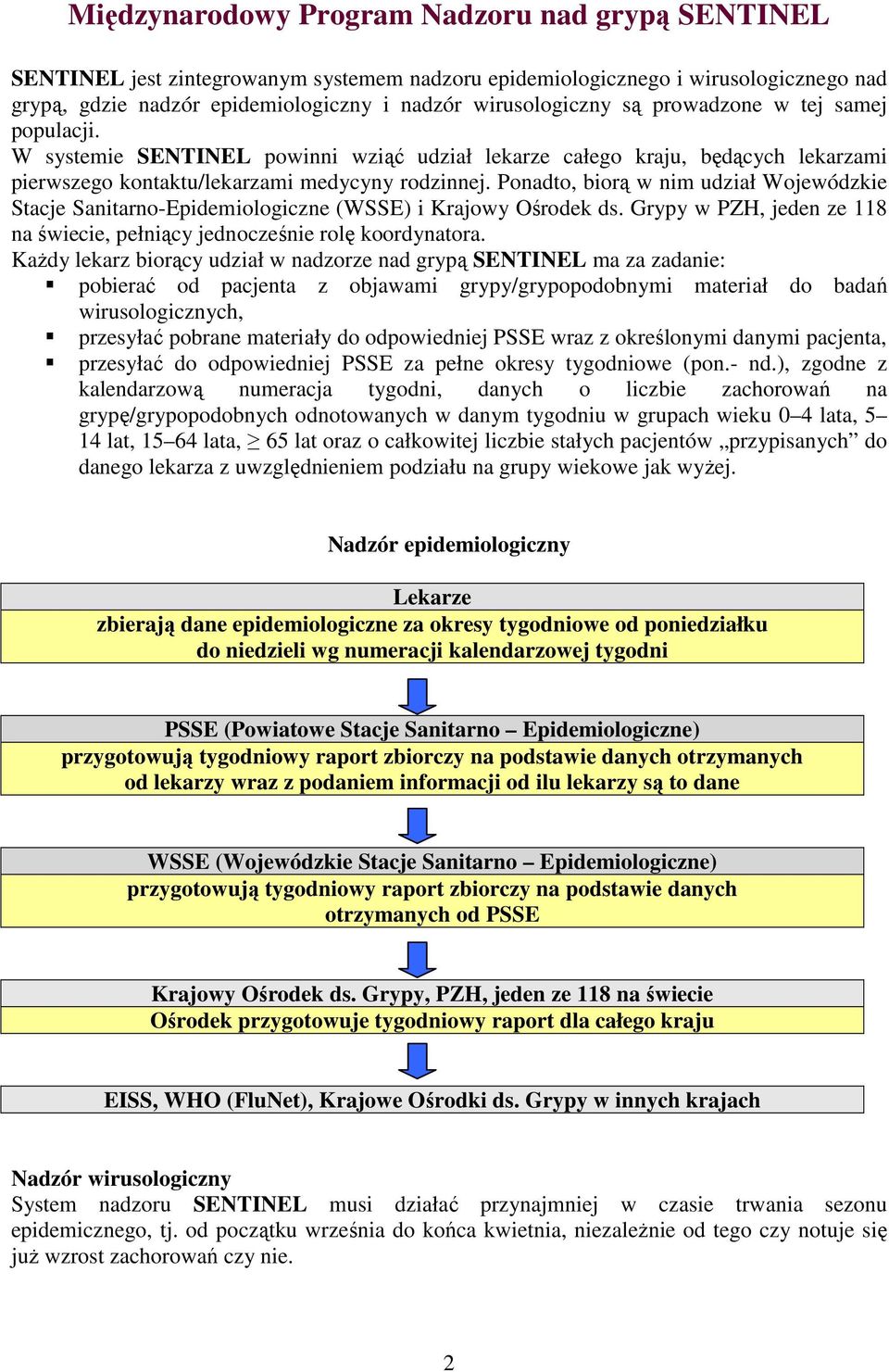 Ponadto, biorą w nim udział Wojewódzkie Stacje Sanitarno-Epidemiologiczne (WSSE) i Krajowy Ośrodek ds. Grypy w PZH, jeden ze 118 na świecie, pełniący jednocześnie rolę koordynatora.