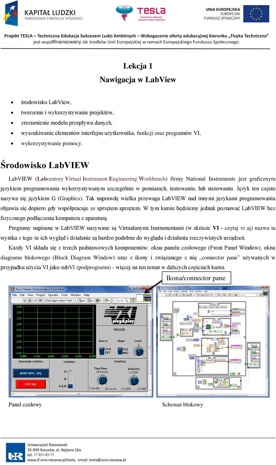 Środowisko LabVIEW LabVIEW (Laboratory Virtual Instrument Engineering Workbench) firmy National Instruments jest graficznym językiem programowania wykorzystywanym szczególnie w pomiarach, testowaniu,