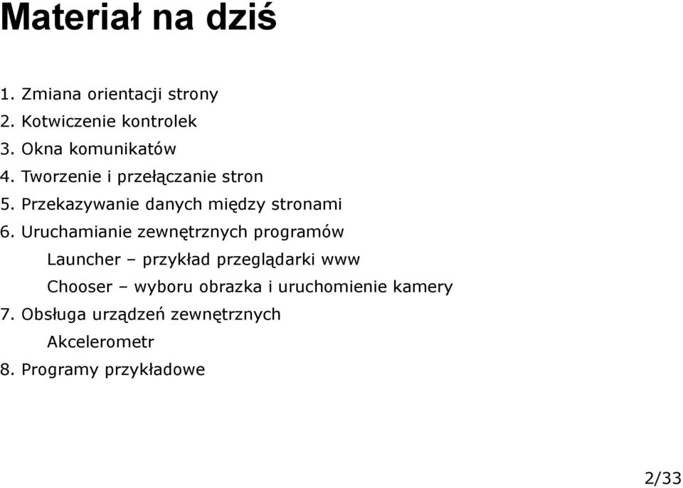 Przekazywanie danych między stronami 6.