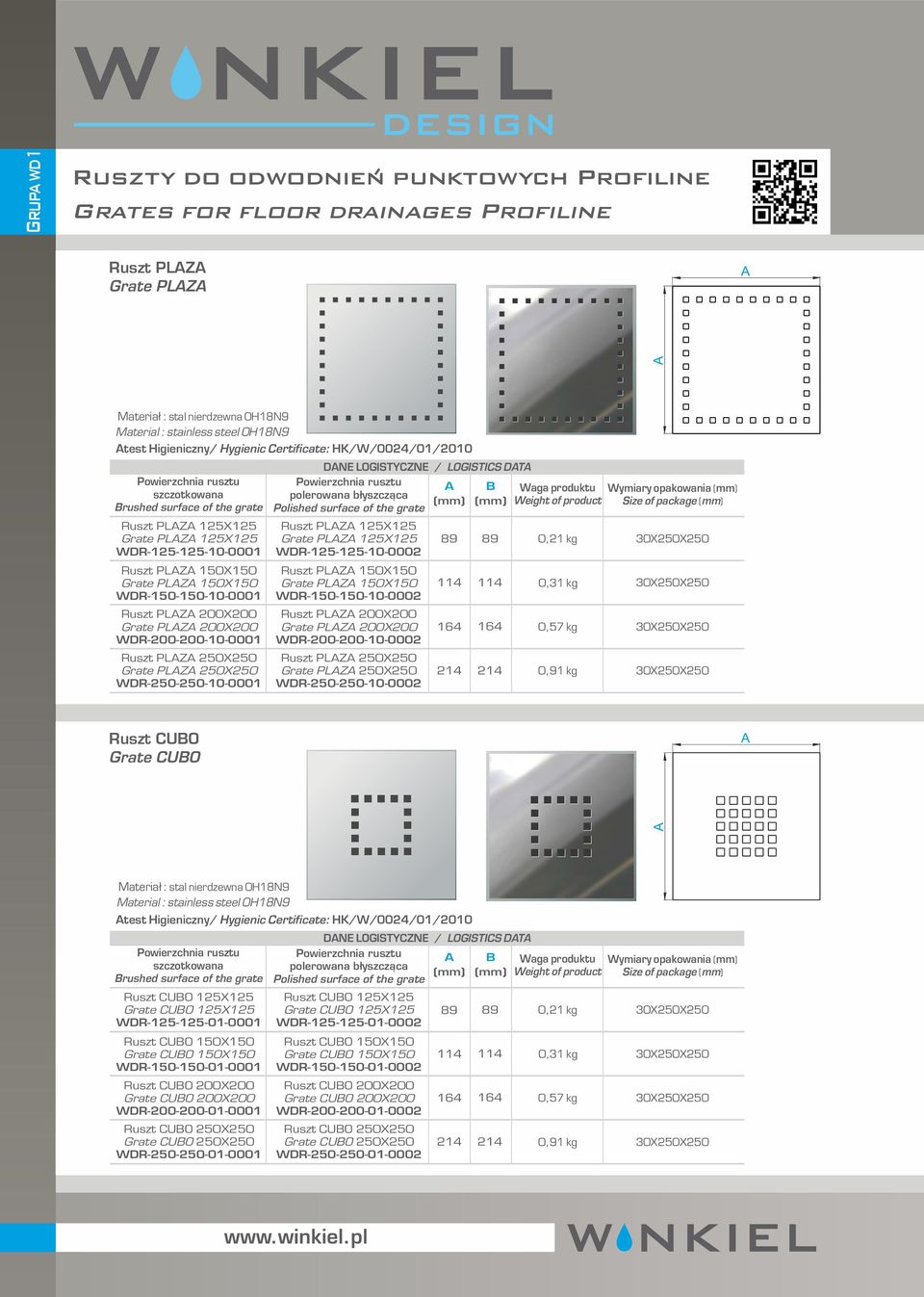 WR-125-125-10-0002 89 89 0,21 kg Ruszt PLZ 150X150 Grate PLZ 150X150 WR-150-150-10-0001 Ruszt PLZ 150X150 Grate PLZ 150X150 WR-150-150-10-0002 0,31 kg Ruszt PLZ 200X200 Grate PLZ 200X200